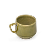 Ceramic Oblique Tea Cups Set Of 6 - Mehndi Green, 200ml Each | Cup Set - 6 Cups Only | Glossy Finish Tea Set | Ceramic Tea Cup Set | Microwave Safe & Dishwasher Safe